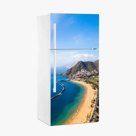 Pegatina para frigorífico panorámica costera de Las Teresitas, Tenerife – Pixers®
