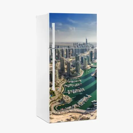 Pegatina para frigorífico panorama urbano de Dubai Marina – Pixers®