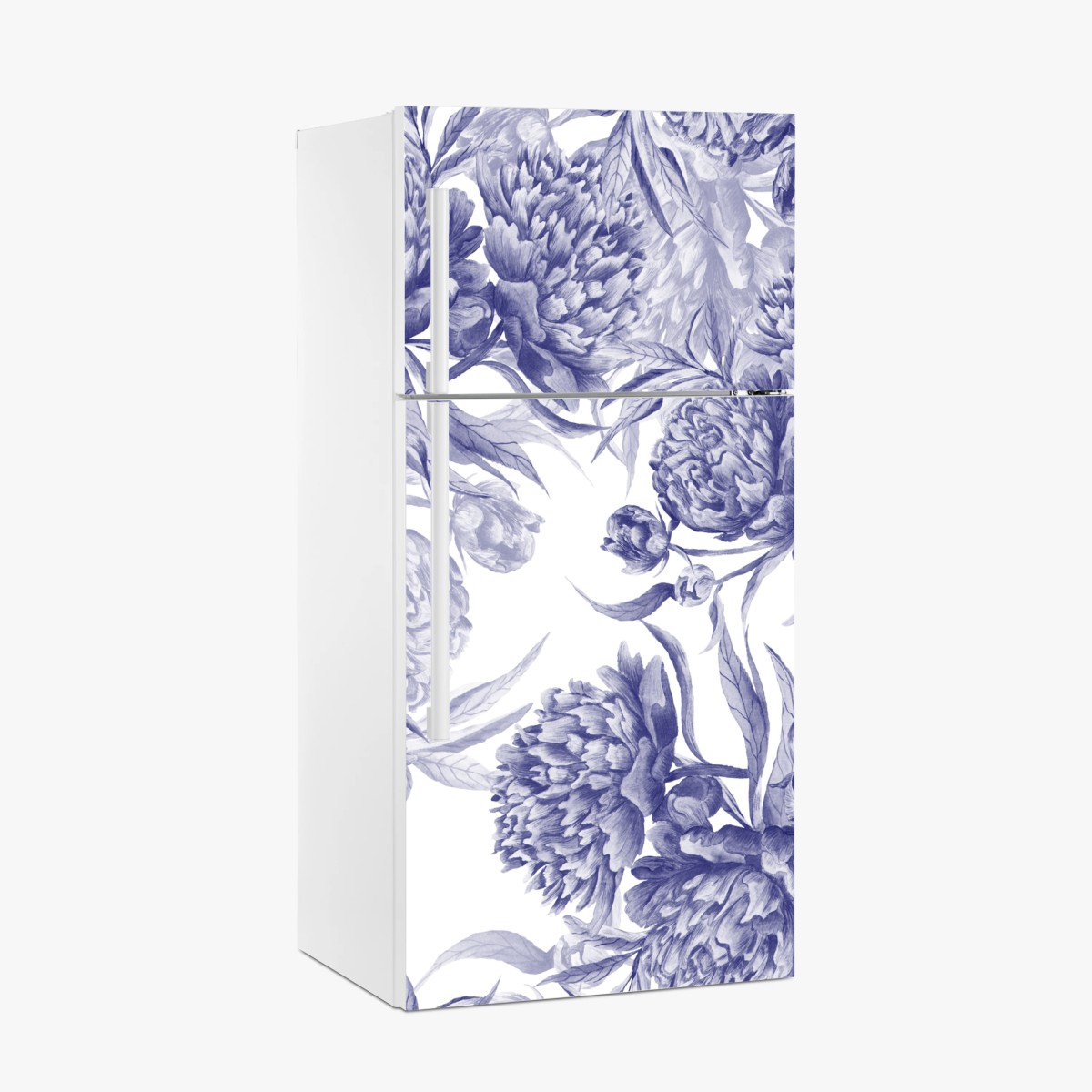 Pegatina para frigorífico estampado de peonías en tinta azul – Pixers®