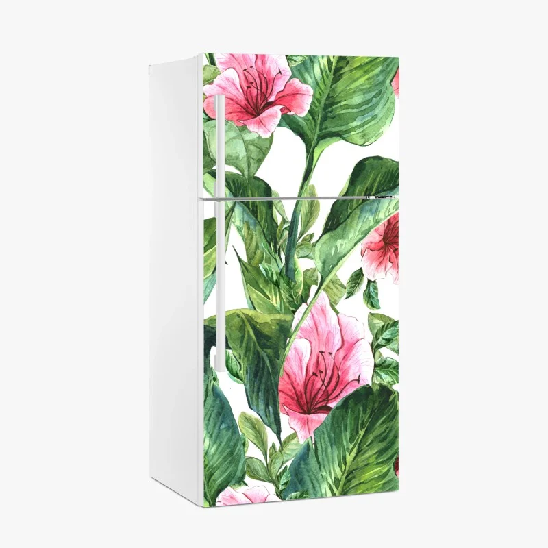 Pegatina para frigorífico estampado botánico de flores tropicales