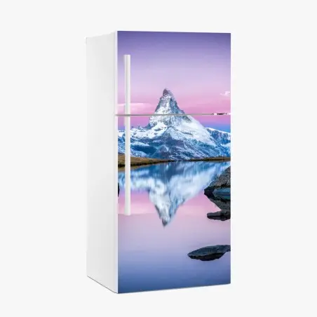 Pegatina para frigorífico atardecer en el Matterhorn, reflejo alpino – Pixers®