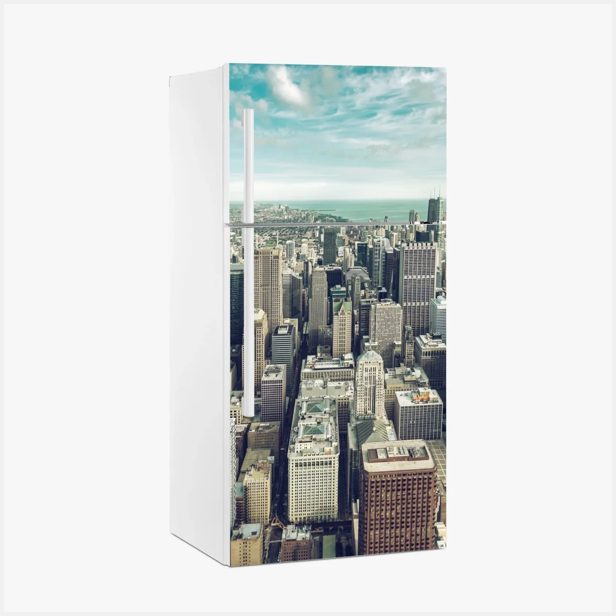 Pegatina para frigorífico horizonte aéreo de Chicago en tonos vintage – Pixers® Pegatina para frigorífico horizonte aéreo de Chicago en tonos vintage – Pixers®