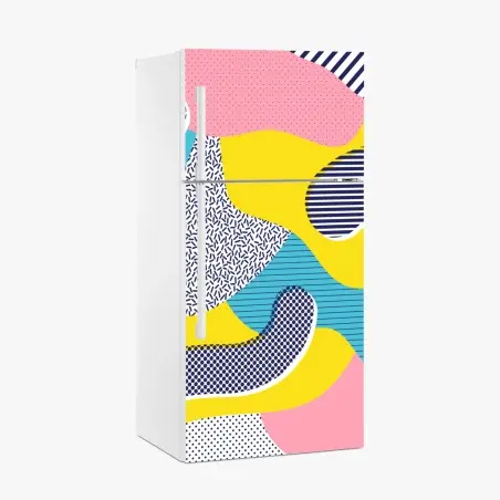Pegatina para frigorífico diseño colorido estilo Memphis con formas orgánicas – Pixers®