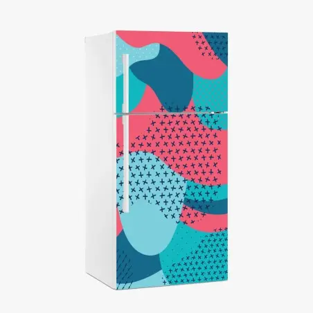 Pegatina para frigorífico arte decorativo abstracto de formas orgánicas en tonos turquesa y rosa – Pixers®