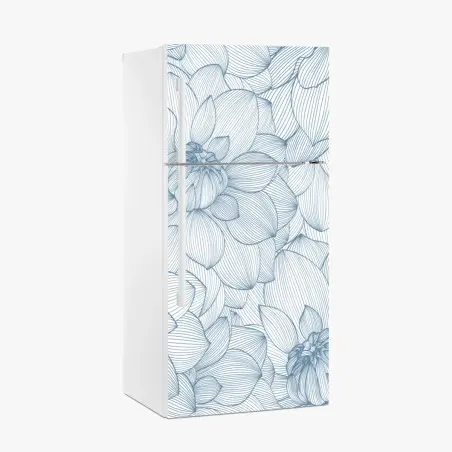 Pegatina para frigorífico patrón floral lineal azul – Pixers®