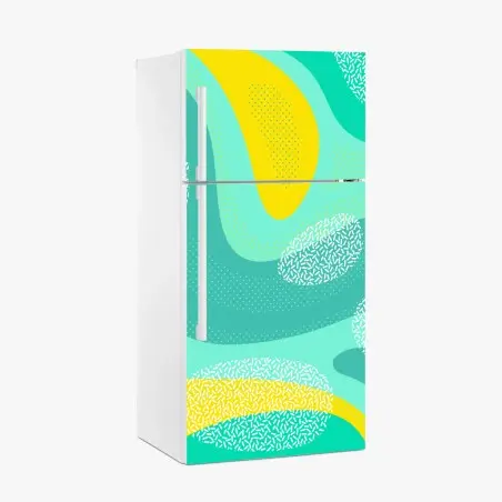 Pegatina para frigorífico diseño abstracto en tonos turquesa y amarillo – Pixers®