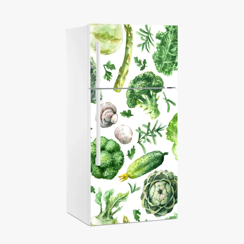 Pegatina para frigorífico patrón acuarelado de verduras verdes
