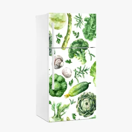 Pegatina para frigorífico patrón acuarelado de verduras verdes – Pixers®