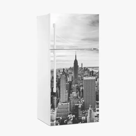 Pegatina para frigorífico panorama urbano de Nueva York en blanco y negro – Pixers®