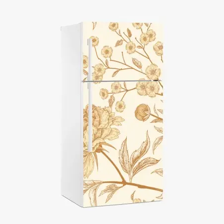 Pegatina para frigorífico diseño mural floral vintage en tonos beige – Pixers®