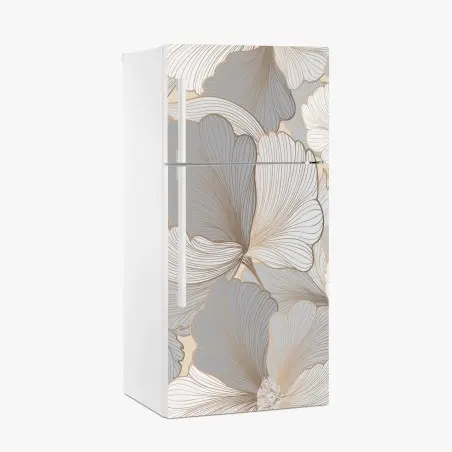 Pegatina para frigorífico arte floral en tonos neutros y líneas doradas – Pixers®