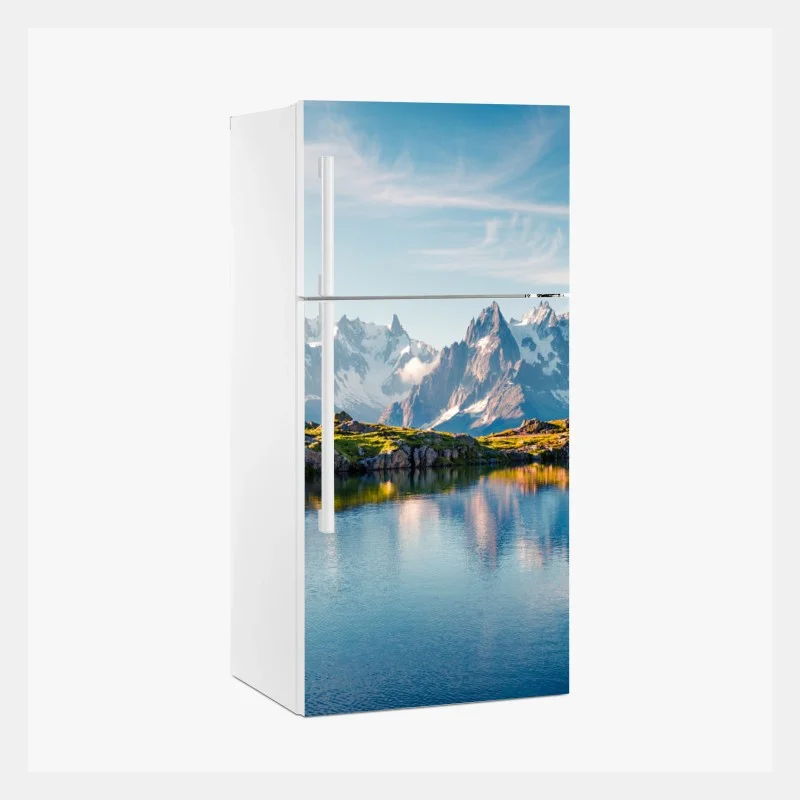 Pegatina para frigorífico panorámica de Lac Blanc con Mont Blanc