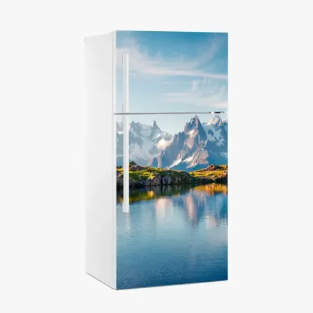 Pegatina para frigorífico panorámica de Lac Blanc con Mont Blanc – Pixers®