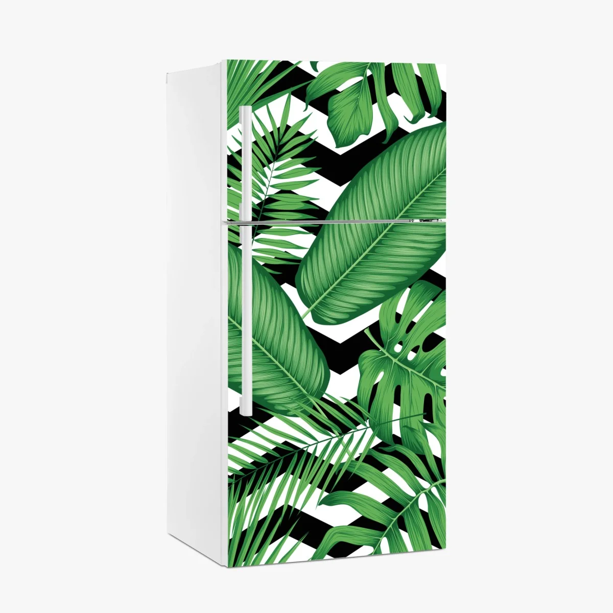 Pegatina para frigorífico follaje tropical sobre patrón zigzag blanco y negro – Pixers® Pegatina para frigorífico follaje tropical sobre patrón zigzag blanco y negro – Pixers®