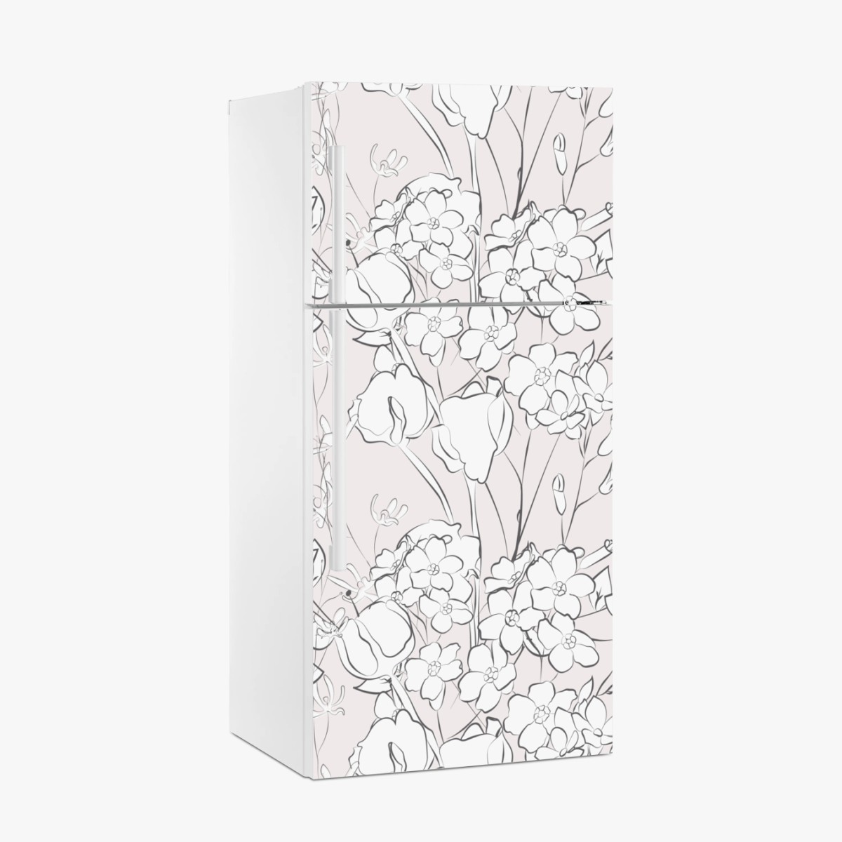 Pegatina para frigorífico diseño floral delicado en rosa pálido – Pixers®
