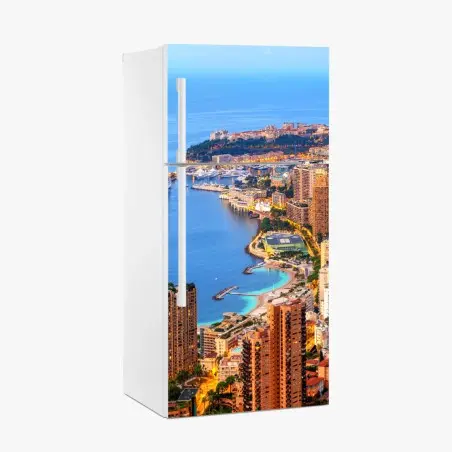 Pegatina para frigorífico atardecer sobre Mónaco y Montecarlo – Pixers®