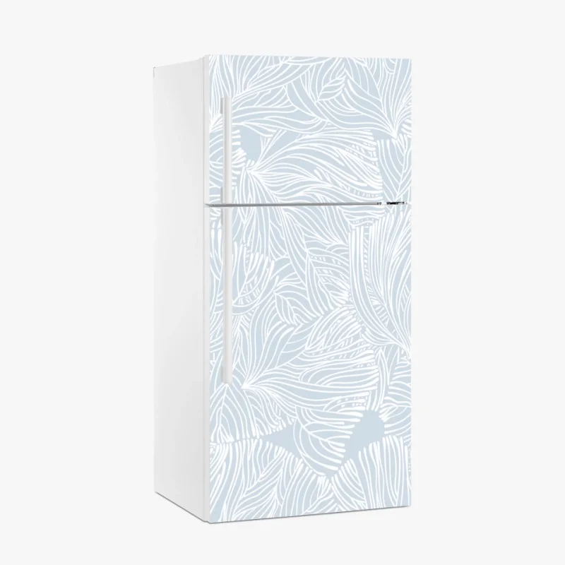Pegatina para frigorífico patrón botánico en azul claro y blanco