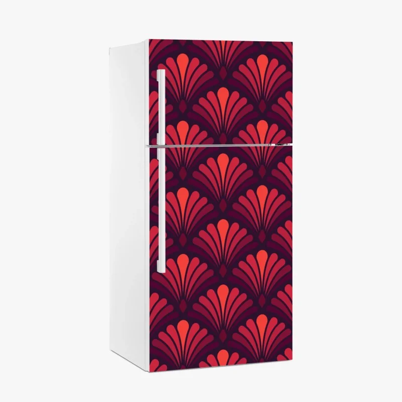 Pegatina para frigorífico motivo art déco en tonos rojos y burdeos