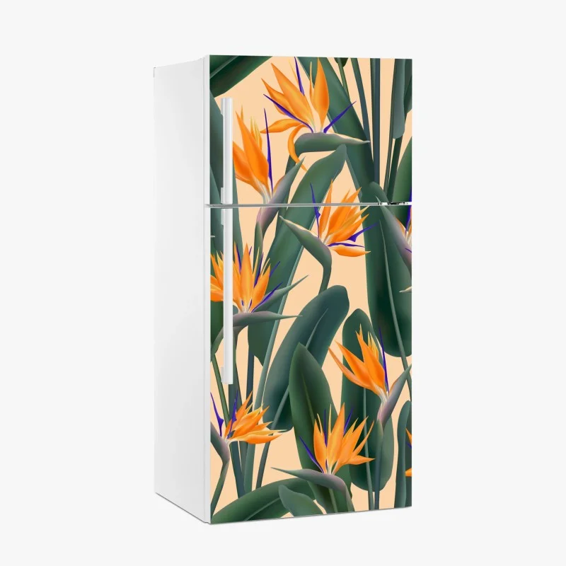 Pegatina para frigorífico estampado tropical de aves del paraíso