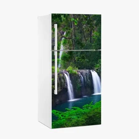Pegatina para frigorífico cascada esmeralda en bosque tropical – Pixers®
