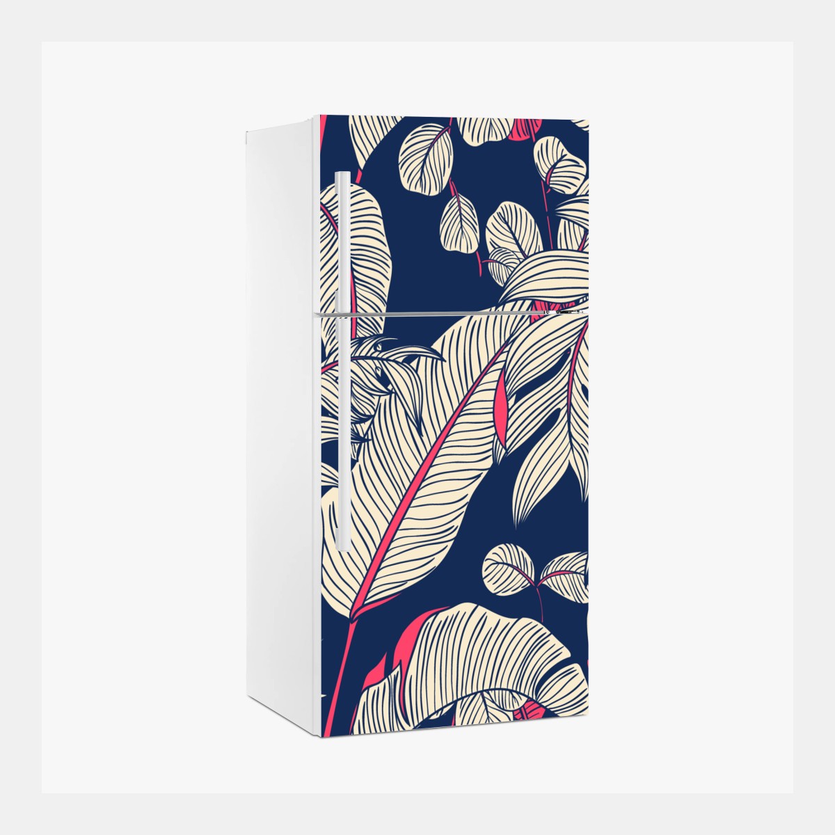 Pegatina para frigorífico motivo tropical estilizado en azul marino y rosa – Pixers®