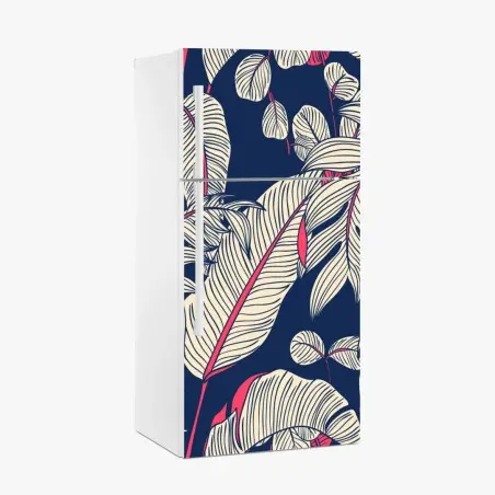 Pegatina para frigorífico motivo tropical estilizado en azul marino y rosa – Pixers®