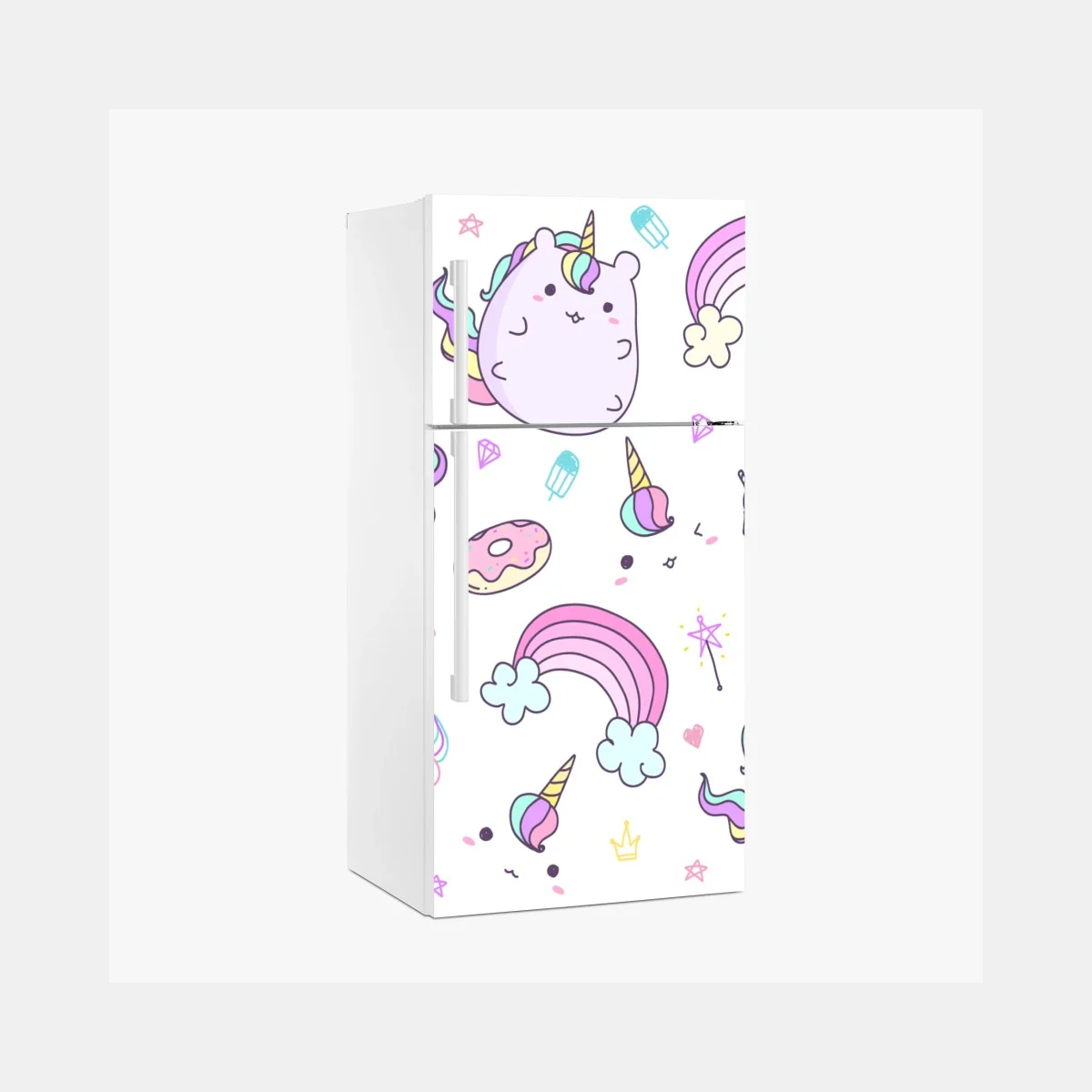 Pegatina para frigorífico diseño infantil de unicornios kawaii y arcoíris – Pixers® Pegatina para frigorífico diseño infantil de unicornios kawaii y arcoíris – Pixers®