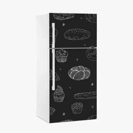 Pegatina para frigorífico patrón de panadería en blanco y negro – Pixers®