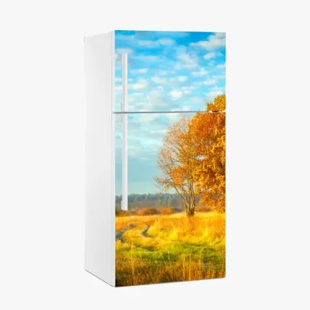 Pegatina para frigorífico amanecer otoñal en la pradera – Pixers®
