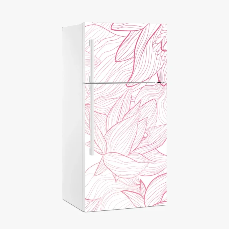 Pegatina para frigorífico patrón floral delicado en tonos rosa