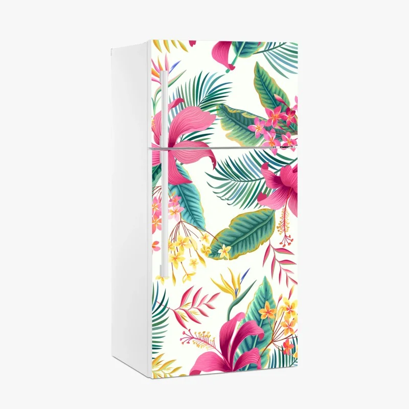 Pegatina para frigorífico jardín tropical en colores vibrantes