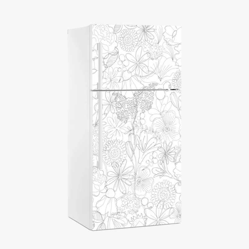 Pegatina para frigorífico diseño floral en líneas delicadas