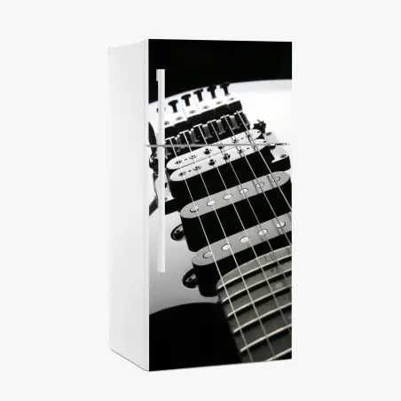 Pegatina para frigorífico guitarra eléctrica en primer plano sobre fondo negro – Pixers®