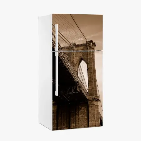 Pegatina para frigorífico vistas arquitectónicas del puente de Brooklyn en sepia – Pixers®