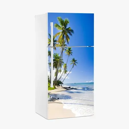 Pegatina para frigorífico refugio de palmeras junto al mar – Pixers®