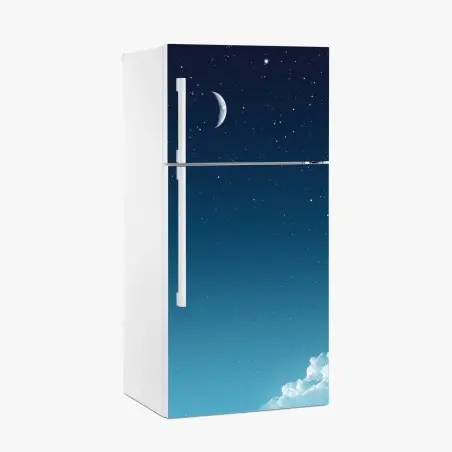 Pegatina para frigorífico cielo nocturno sereno con luna creciente y nubes – Pixers®