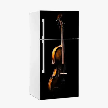 Pegatina para frigorífico violín clásico iluminado sobre fondo negro – Pixers®
