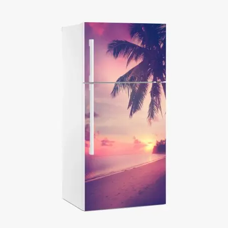 Pegatina para frigorífico atardecer tropical en tonos retro – Pixers®