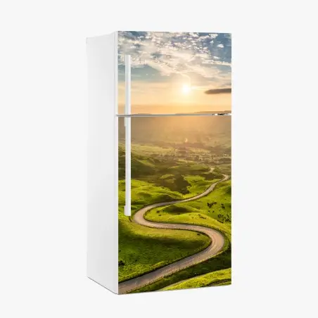 Pegatina para frigorífico carretera serpenteante al atardecer – Pixers®
