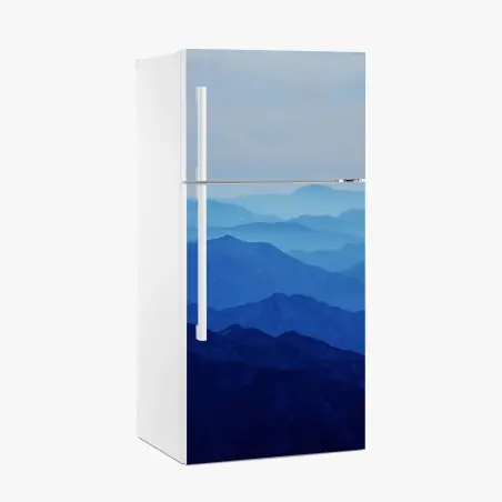 Pegatina para frigorífico cordillera en capas azules – Pixers®