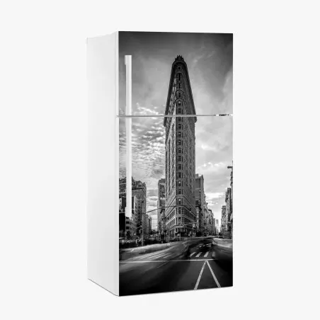 Pegatina para frigorífico perspectiva del Flatiron en blanco y negro – Pixers®