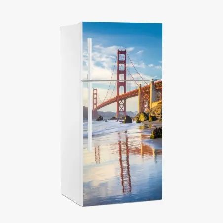 Pegatina para frigorífico vistas del puente Golden Gate al atardecer en San Francisco – Pixers®
