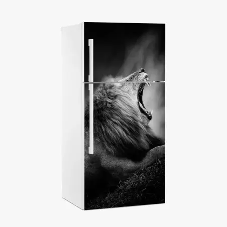 Pegatina para frigorífico rugido majestuoso en blanco y negro – Pixers®