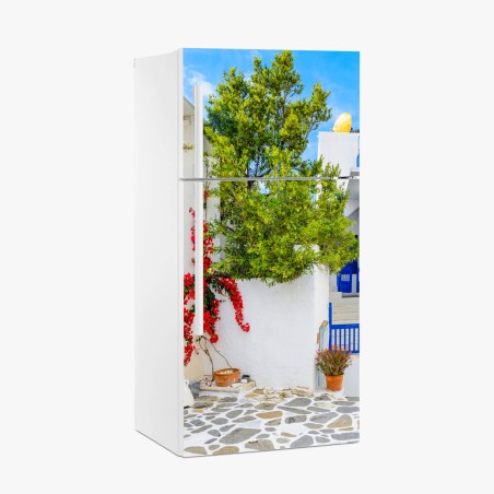 Pegatina para frigorífico rinconcito blanco y azul en Islas Griegas – Pixers®