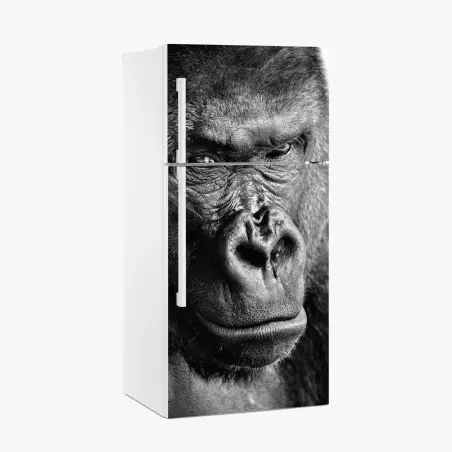 Pegatina para frigorífico retrato íntimo de gorila en blanco y negro – Pixers®