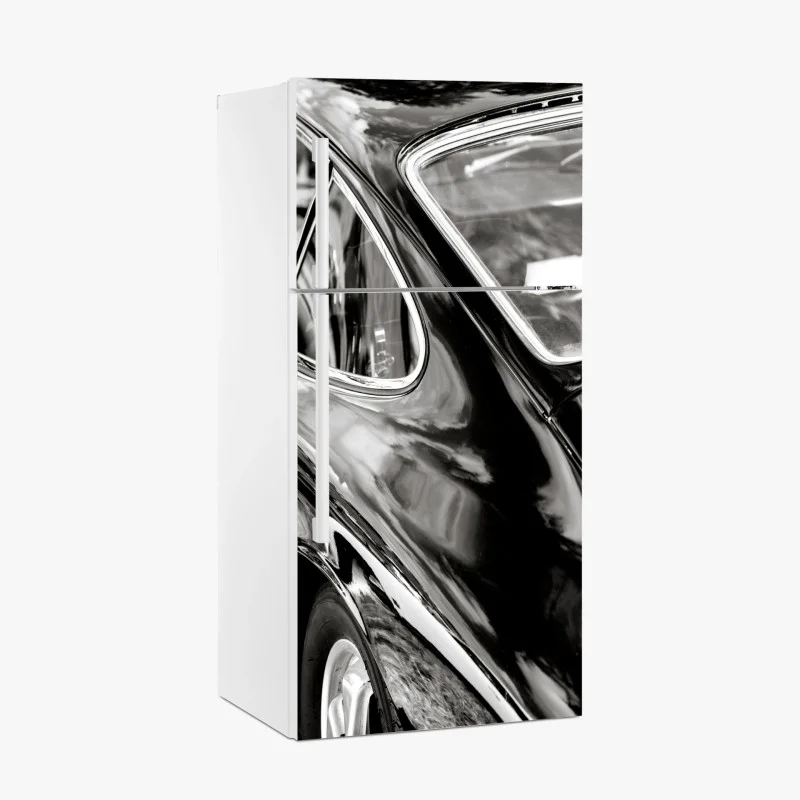 Pegatina para frigorífico detalle elegante de un coche clásico en blanco y negro