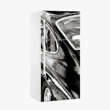 Pegatina para frigorífico detalle elegante de un coche clásico en blanco y negro – Pixers®