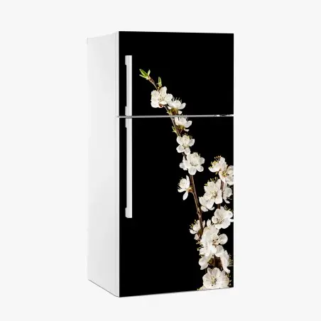 Pegatina para frigorífico rama de flor de albaricoque sobre fondo negro – Pixers®