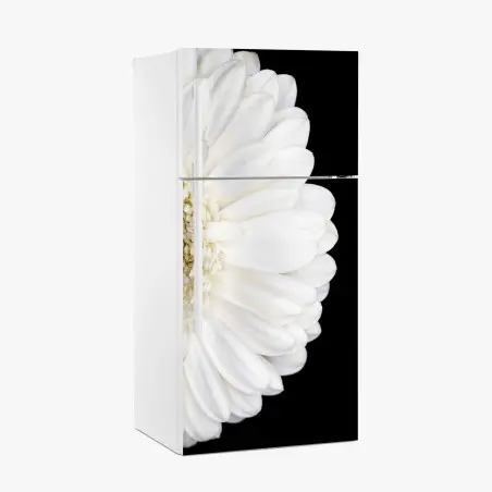 Pegatina para frigorífico gerbera blanca en fondo negro minimalista – Pixers®