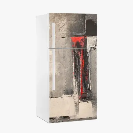 Pegatina para frigorífico composición abstracta en tonos grises con acento rojo – Pixers®